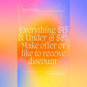 $8 Sale! On all items $15 & Under